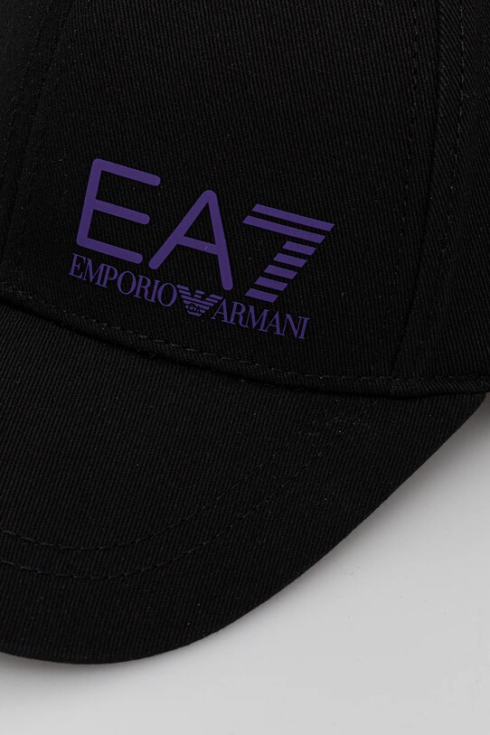 Памучна шапка с козирка EA7 Emporio Armani черен AF11989.7X000005