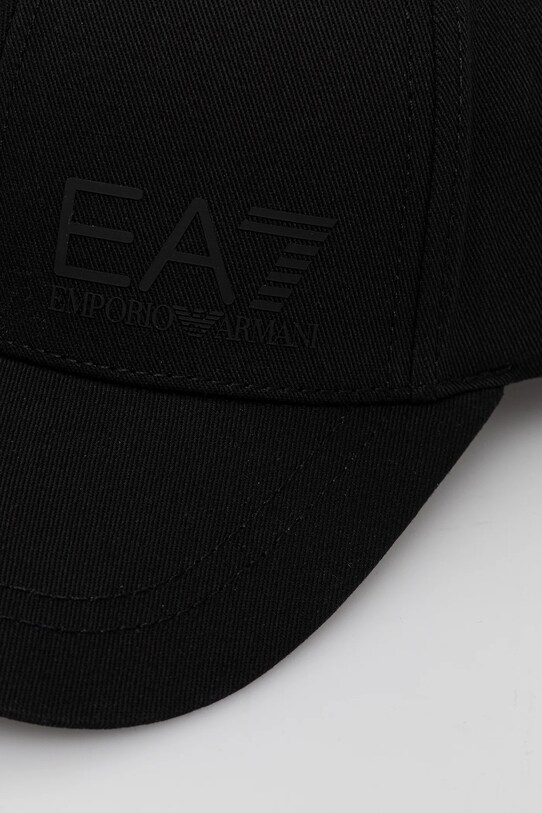 Памучна шапка с козирка EA7 Emporio Armani черен AF11989.7X000005