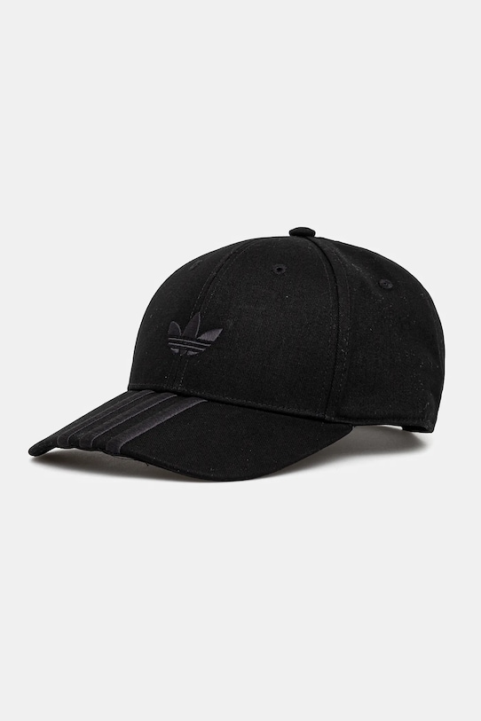 Βαμβακερό καπέλο του μπέιζμπολ adidas Originals BASEBALL απλικέ μαύρο JN5831