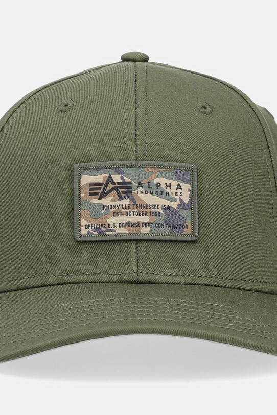 Bavlnená šiltovka Alpha Industries Crew Camo Cap 156903 zelená SS25