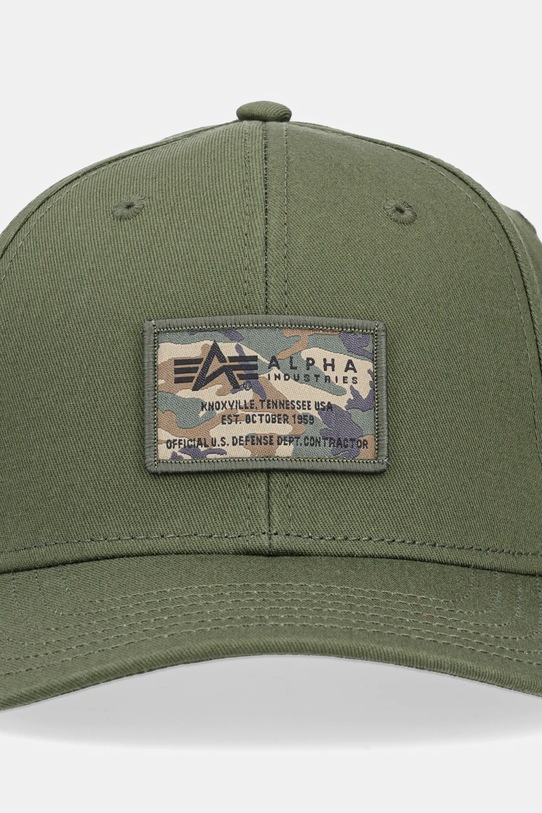 Alpha Industries czapka z daszkiem bawełniana Crew Camo Cap 156903 zielony SS25
