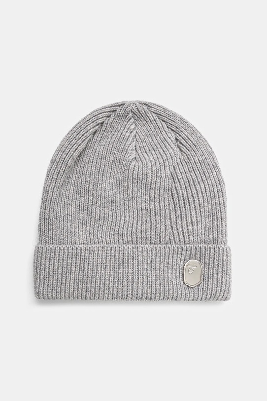 A Bathing Ape czapka wełniana One Point Knit wełna szary 1K80181304