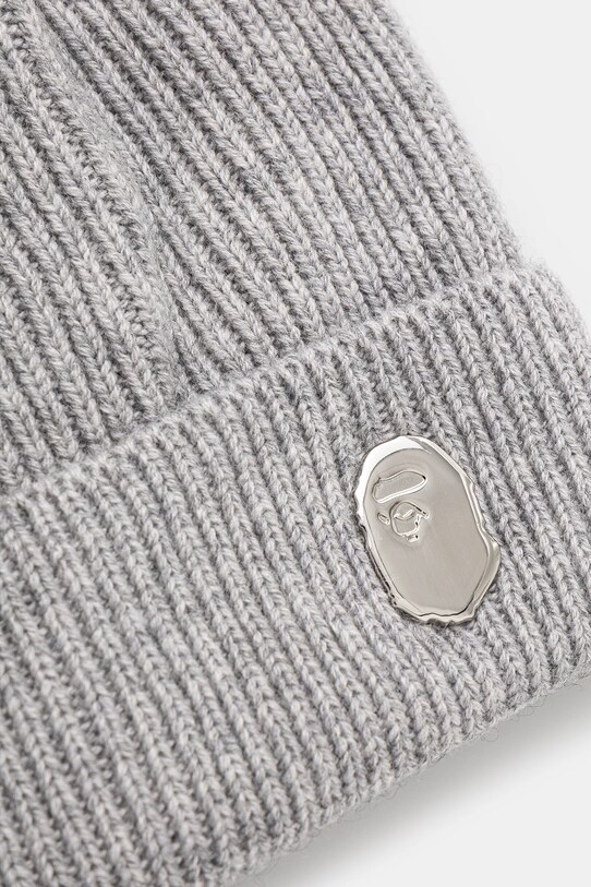 A Bathing Ape czapka wełniana One Point Knit 1K80181304 szary SS25