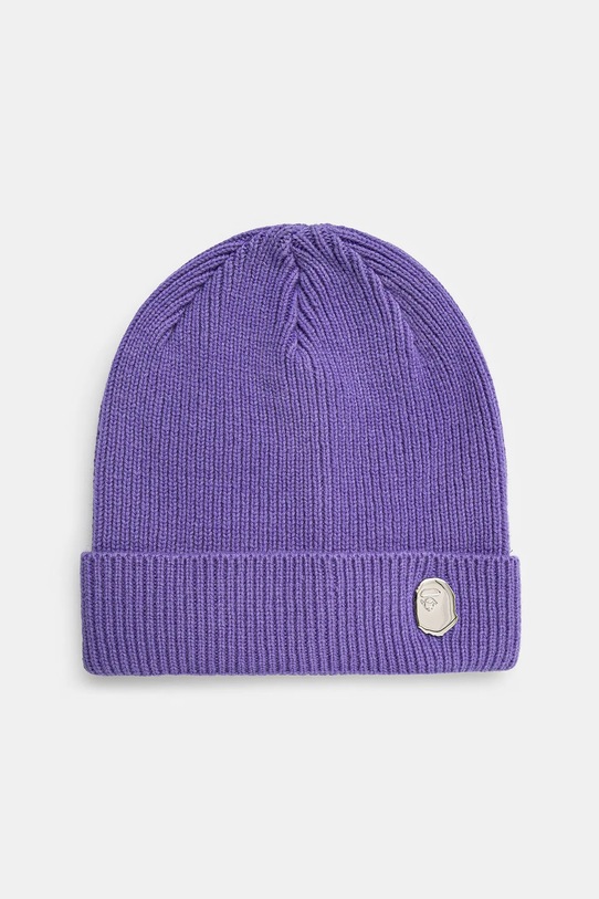 Vunena kapa A Bathing Ape One Point Knit bez uzorka ljubičasta 1K80181304