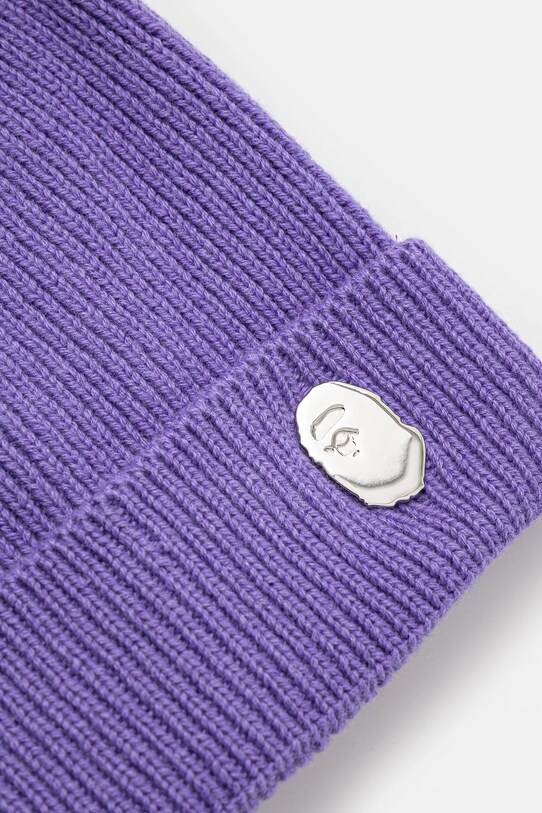 Vunena kapa A Bathing Ape One Point Knit 1K80181304 ljubičasta SS25