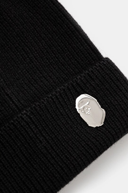Вовняна шапка A Bathing Ape One Point Knit 1K80181304 чорний SS25