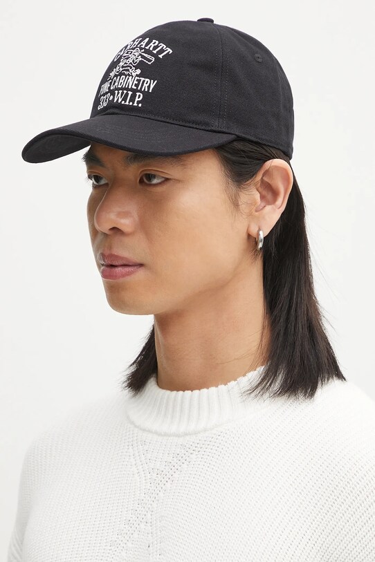 Βαμβακερό καπέλο του μπέιζμπολ Carhartt WIP Cabinetry Cap I034749.K02XX μαύρο SS25