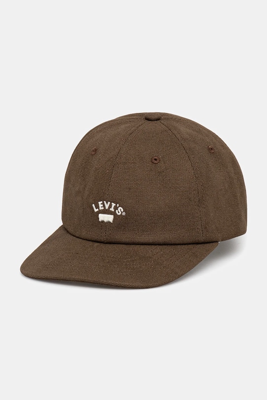 Levi's czapka z daszkiem bawełniana aplikacja brązowy 000AG.0011