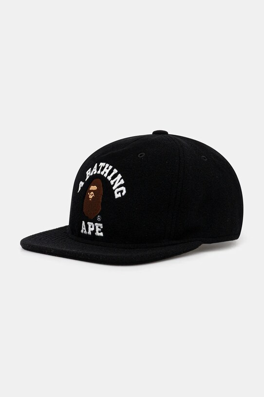 Vunena kapa sa šiltom A Bathing Ape College natpis crna 1K80180001