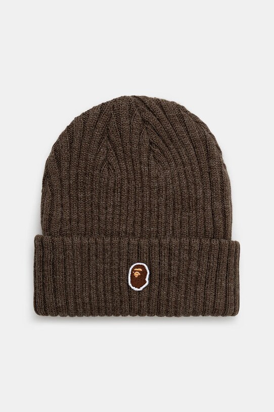 Σκουφί από μείγμα μαλλιού A Bathing Ape One point λείο καφέ 1K80281003
