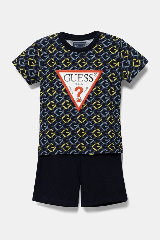 Dětská bavlněná souprava Guess hladký námořnická modř I5RG08.K8HM4.PPYA