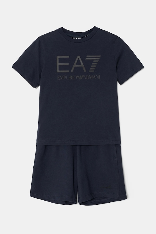 Dětská bavlněná souprava EA7 Emporio Armani pletenina námořnická modř 7B000043.AF10378