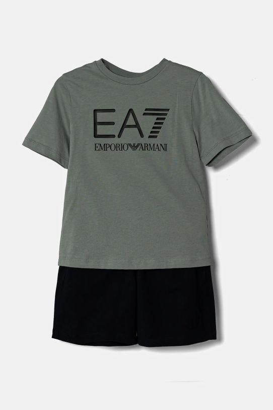 Детский комплект из хлопка EA7 Emporio Armani хлопок зелёный 7B000043.AF10378