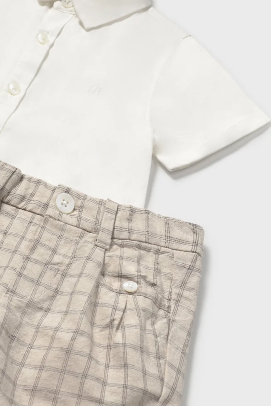 Dečki Komplet za dojenčka z mešanico lanu Mayoral 1251.3A.Baby.PPYA bela