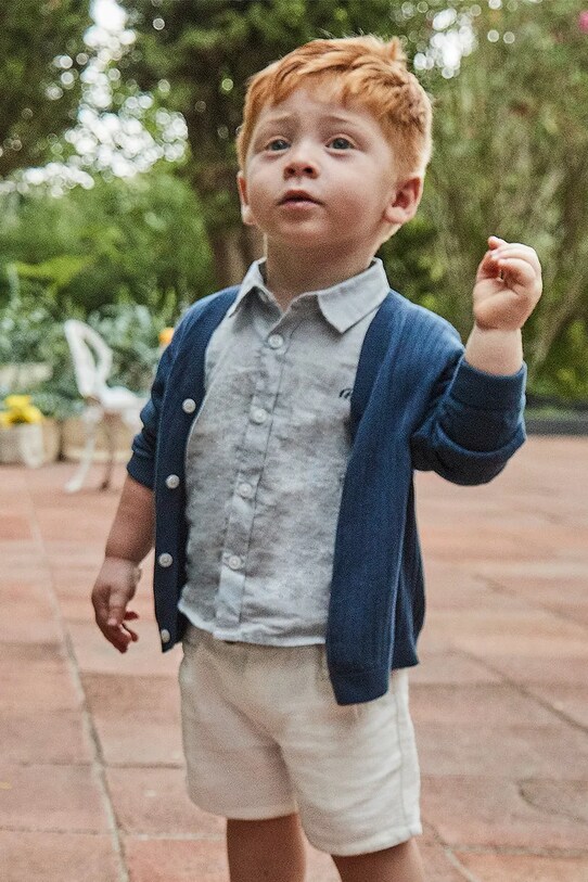 Dětská souprava se směsí lnu Mayoral hladký modrá 1251.3A.Baby.PPYA