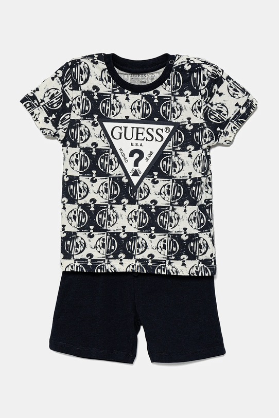 Dětská bavlněná souprava Guess potisk námořnická modř I5GG01.K8HM4.PPYA
