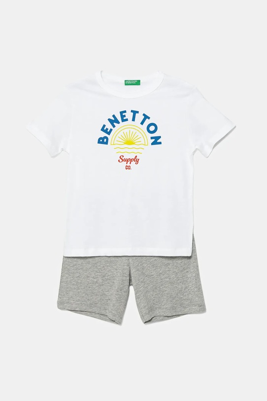 Дитячий бавовняний комплект United Colors of Benetton гладкий білий 3096GK00Q.P.Seasonal