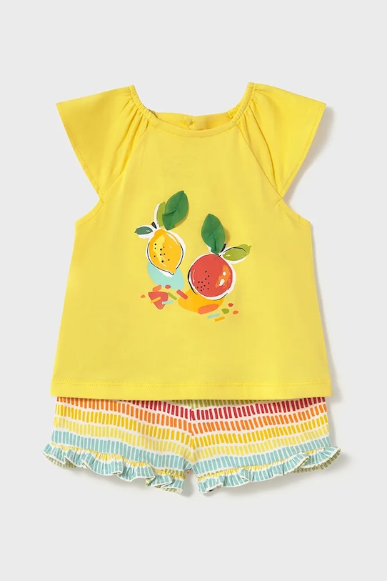 Mayoral set de bumbac pentru bebelusi bumbac galben 1233.4L.Baby.PPYA