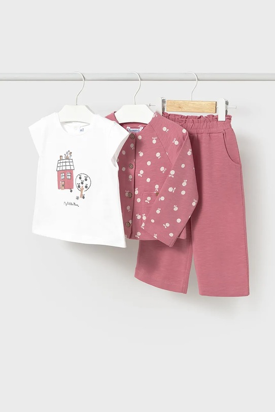 Mayoral set de bumbac pentru copii cu modele roz 1574.4F.Baby.PPYA