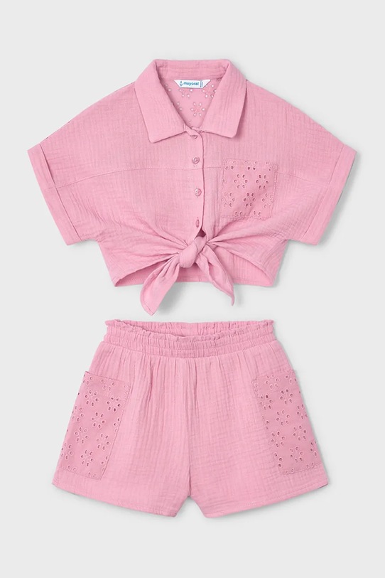 Pamučna dječja trenirka Mayoral 3210.6K.Mini.PPYA roza SS25