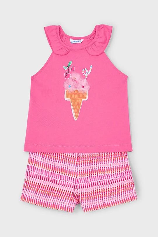 Detská bavlnená súprava Mayoral potlač ružová 3214.6P.Mini.PPYA