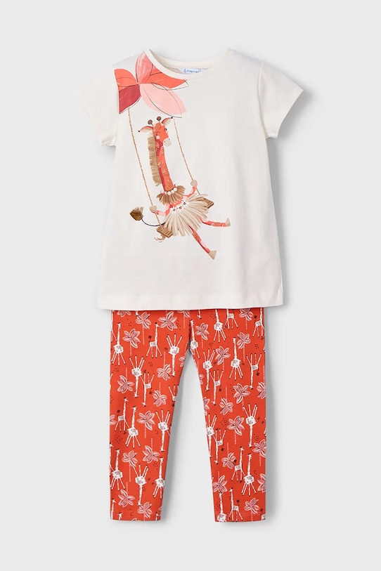 Mayoral set de bumbac pentru copii 3713.6R.Mini.PPYA rosu SS25