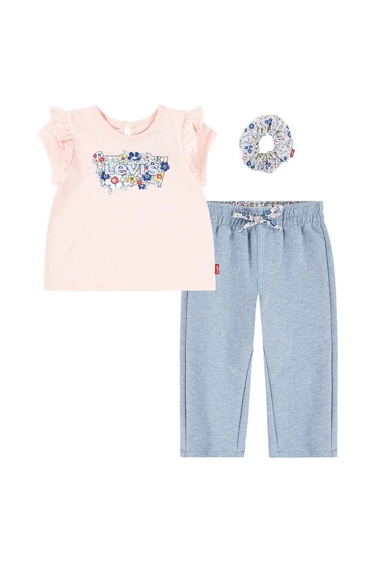 Σετ μωρού Levi's RUFFLE SHLDR TOP & PANT SE στάμπα ροζ 1EM645