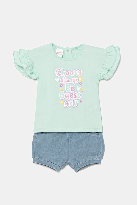 Комплект за бебета Guess трикотаж тюркоазен A5GG15.K6YW4.PPYA