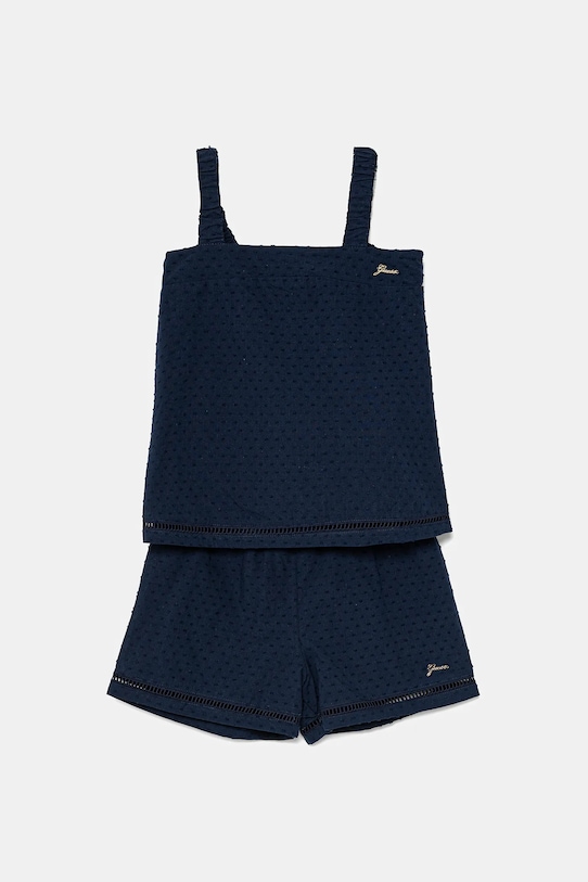 Pamučna dječja trenirka Guess bez uzorka mornarsko plava J5GG00.WH6M4.PPYA