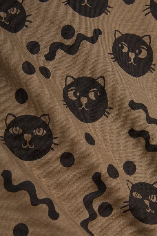 Хлопковый костюм для младенцев Mini Rodini Squiggly cats коричневый 2514010416