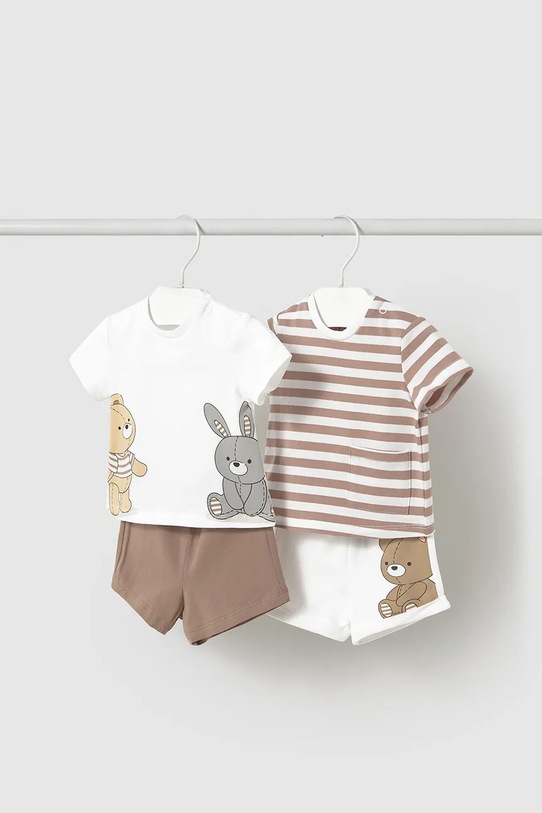 Mayoral Newborn komplet bawełniany niemowlęcy aplikacja brązowy 1609.1C.Newborn.PPYH