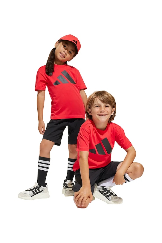 Dětská bavlněná souprava adidas potisk červená JC9723