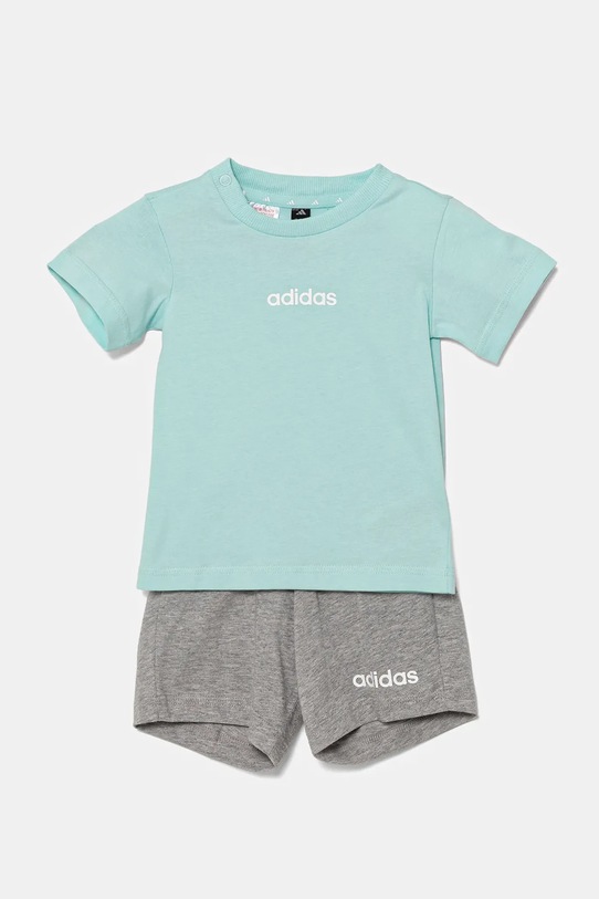 Βρεφικό βαμβακερό σετ adidas στάμπα τιρκουάζ JC9743