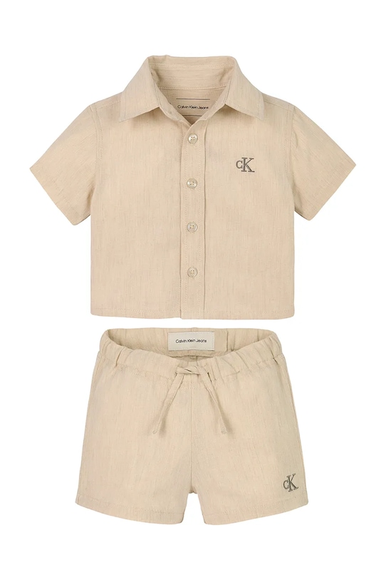 Calvin Klein Jeans komplet lniany dziecięcy tkanina beżowy IN0IN00308.PPYA