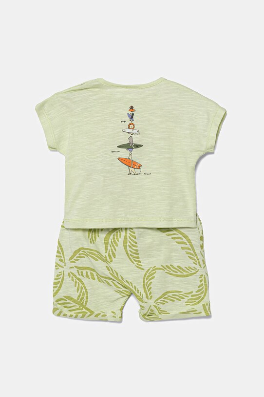 United Colors of Benetton set de bumbac pentru bebeluși 3O7SAK014.W.Seasonal verde SS25