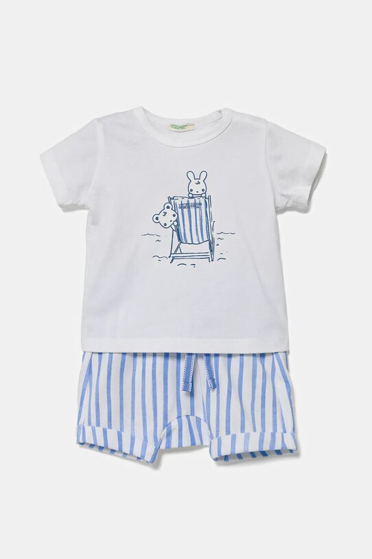 United Colors of Benetton set de bumbac pentru bebeluși cu modele albastru 35ZEAK013.W.Seasonal