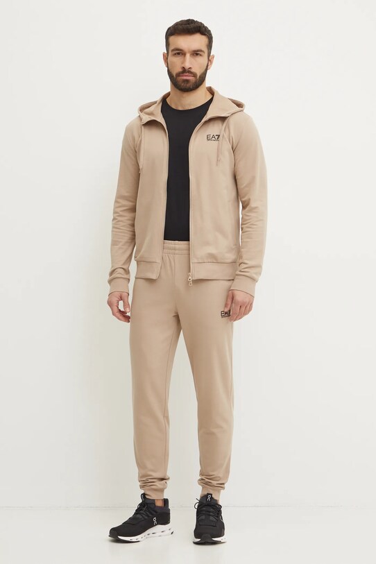 Βαμβακερή φόρμα EA7 Emporio Armani πλεκτό ύφασμα μπεζ PJVRZ.8NPV63
