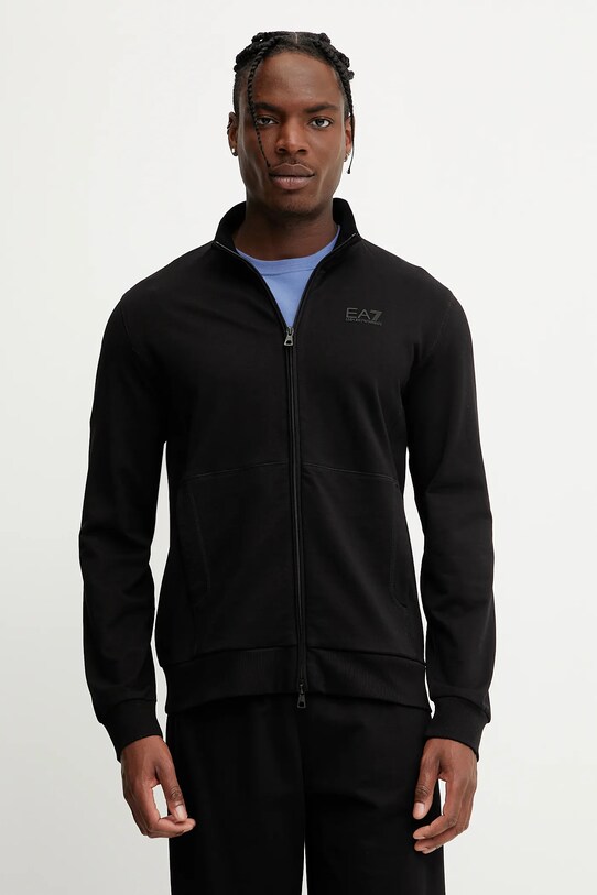 Хлопковый спортивный костюм EA7 Emporio Armani чёрный AF13512.7M000235