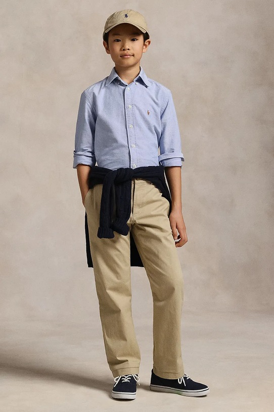 Dječja pamučna košulja Polo Ralph Lauren plava 323677133002