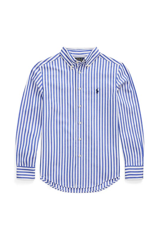 Детская хлопковая рубашка Polo Ralph Lauren узор голубой 323918249019