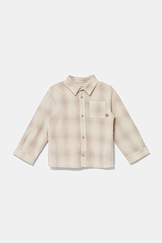 Calvin Klein Jeans camicia per bambini tessuto elasticizzato beige IN0IN00272.PPYA