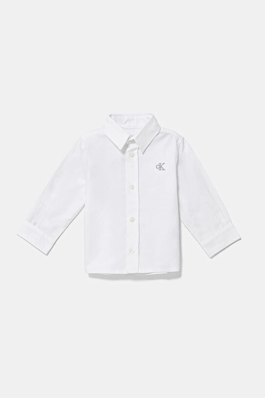 Детская хлопковая рубашка Calvin Klein Jeans длинный белый IN0IN00289.PPYA