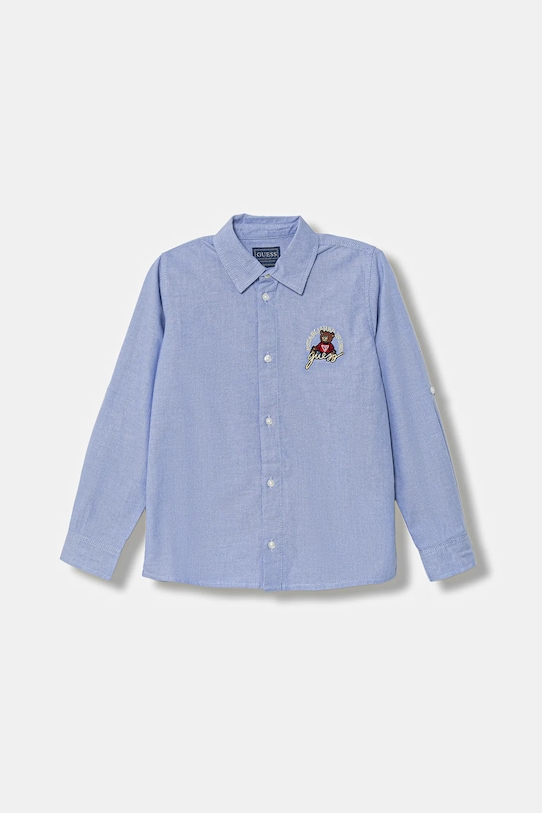 Dječja pamučna košulja Guess bez uzorka plava N5RH10.W9CL0.PPYA