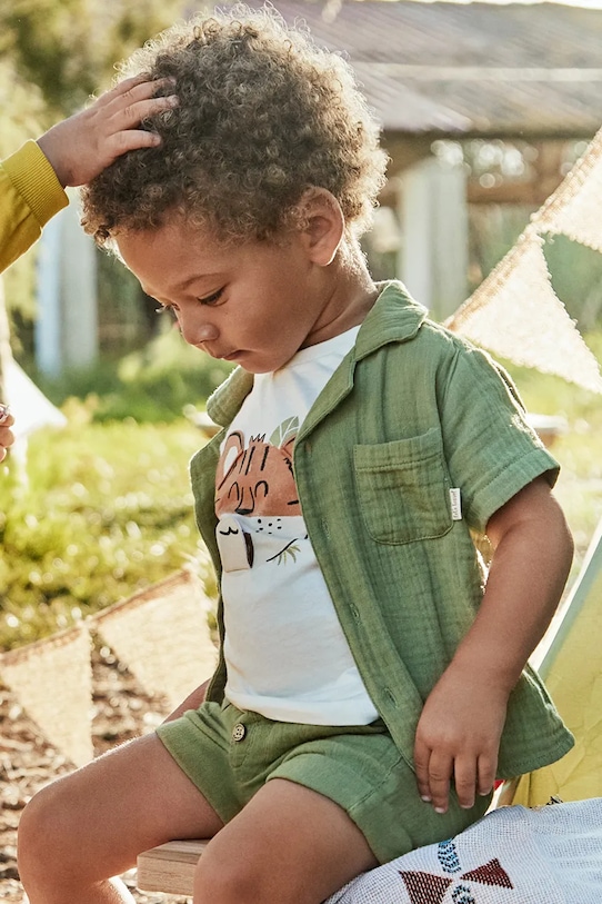 Παιδικό βαμβακερό πουκάμισο Mayoral casual πράσινο 1111.3C.Baby.PPYA