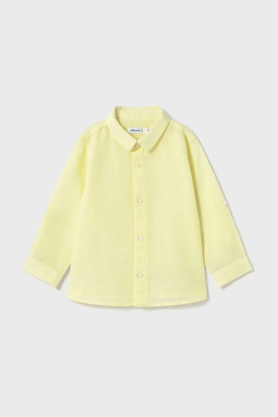Detská košeľa s prímesou ľanu Mayoral s prímesou ľanu žltá 1116.3E.Baby.PPYA