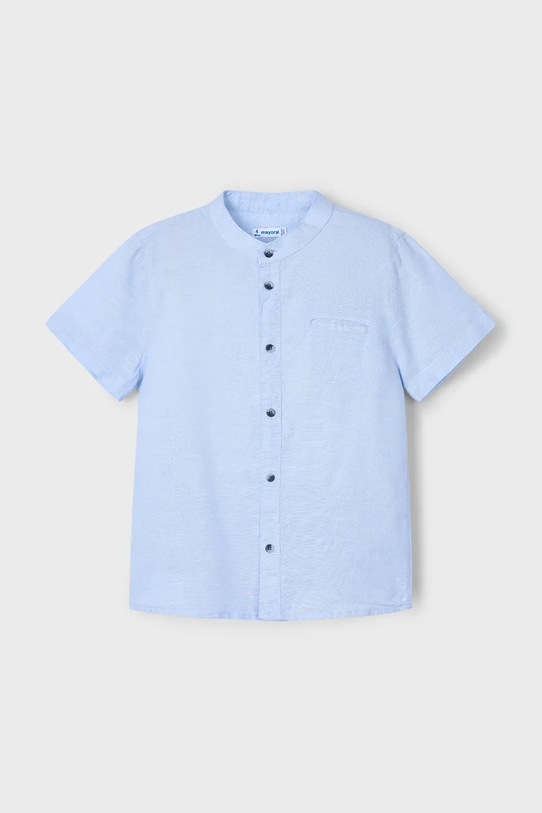 Mayoral cămașă din amestec de in pentru copii scurt albastru 3113.5A.Mini.PPYA