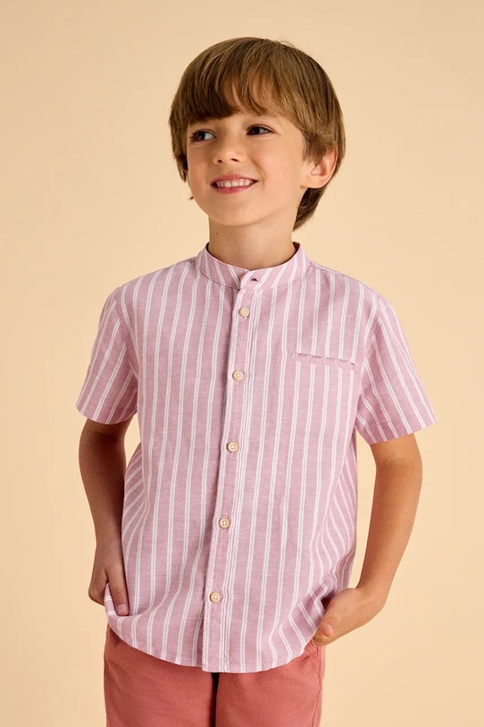 Mayoral koszula z domieszką lnu dziecięca wzorzyste czerwony 3113.5A.Mini.PPYA