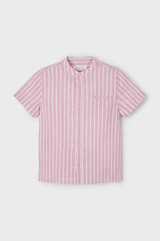 Mayoral koszula z domieszką lnu dziecięca 3113.5A.Mini.PPYA czerwony SS25
