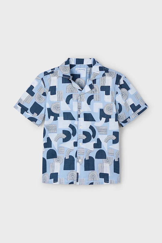 Mayoral camasa de bumbac pentru copii scurt albastru 3114.5E.Mini.PPYA