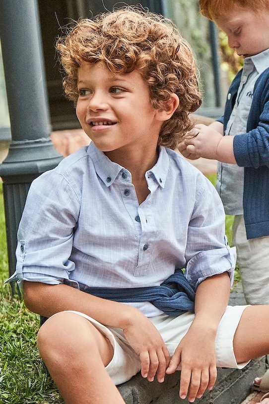 Mayoral koszula bawełniana dziecięca bawełna niebieski 3118.5D.Mini.PPYA